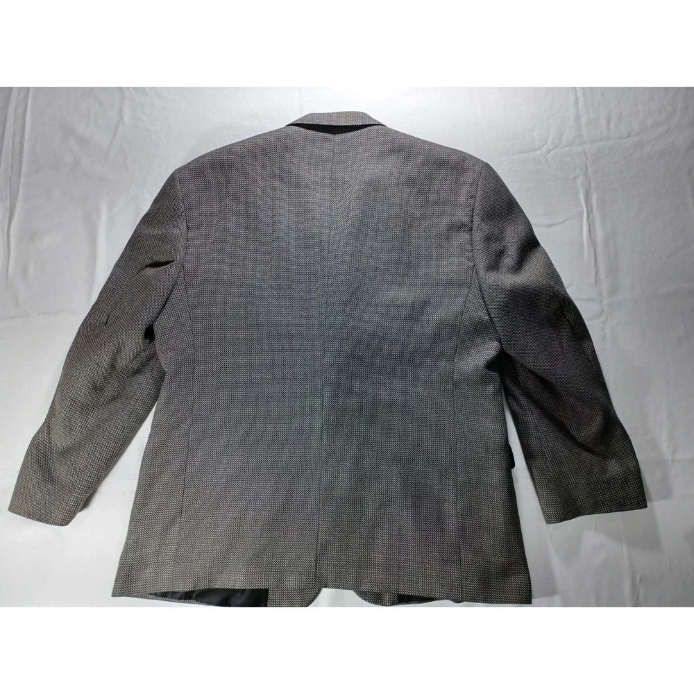 Mens‎ Haggar Blazer Jacket 44S Houndstooth Wool Blend Business Casual Gray
